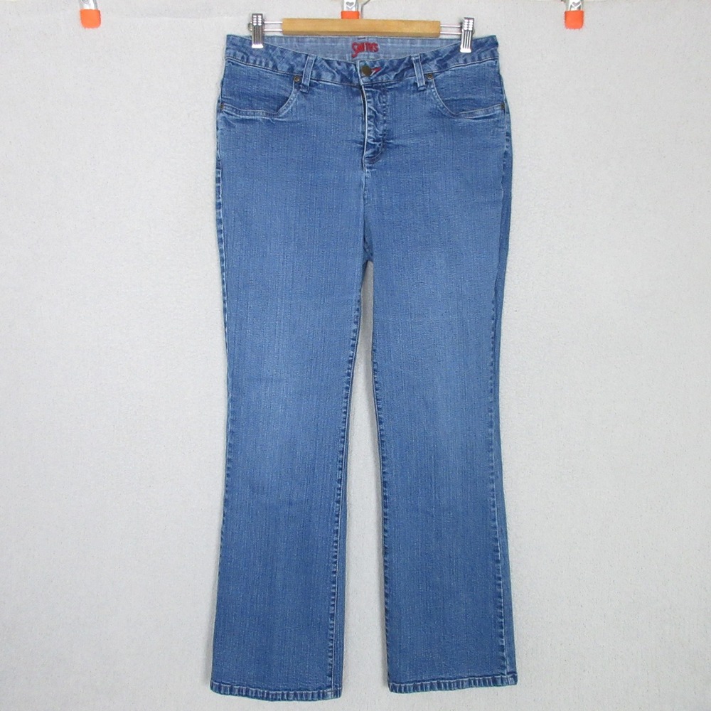 Smiths Workwear Bootcut Jeans Women 12 Blue Medium Wash Stretch Denim